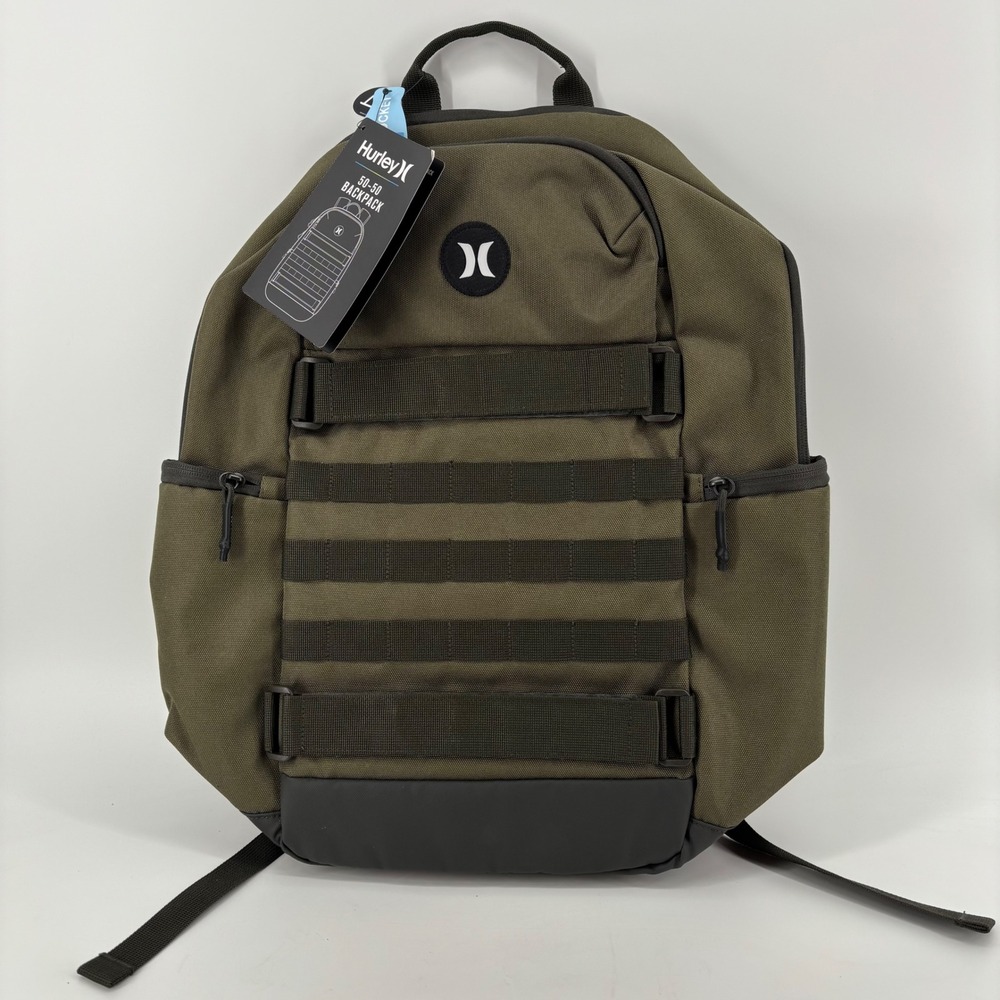 NWT Hurley 50-50 Backpack OS Olive Green Tactical Laptop Sleeve Gorpcore Utility